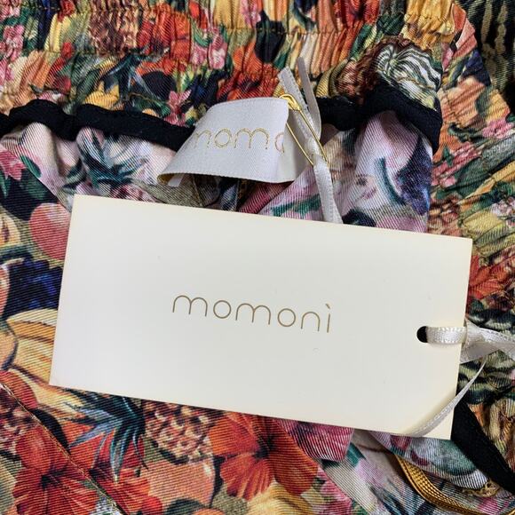 MOMONI Size M Multi Color Silk Fruits Elastic Waistband Casual Pants - Picture 6 of 8